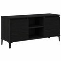 Moderner TV-Schrank in Schwarz und Eichenoptik, 102x35x50 cm, Holzwerkstoff, stilvolles Lowboard für das Wohnzimmer