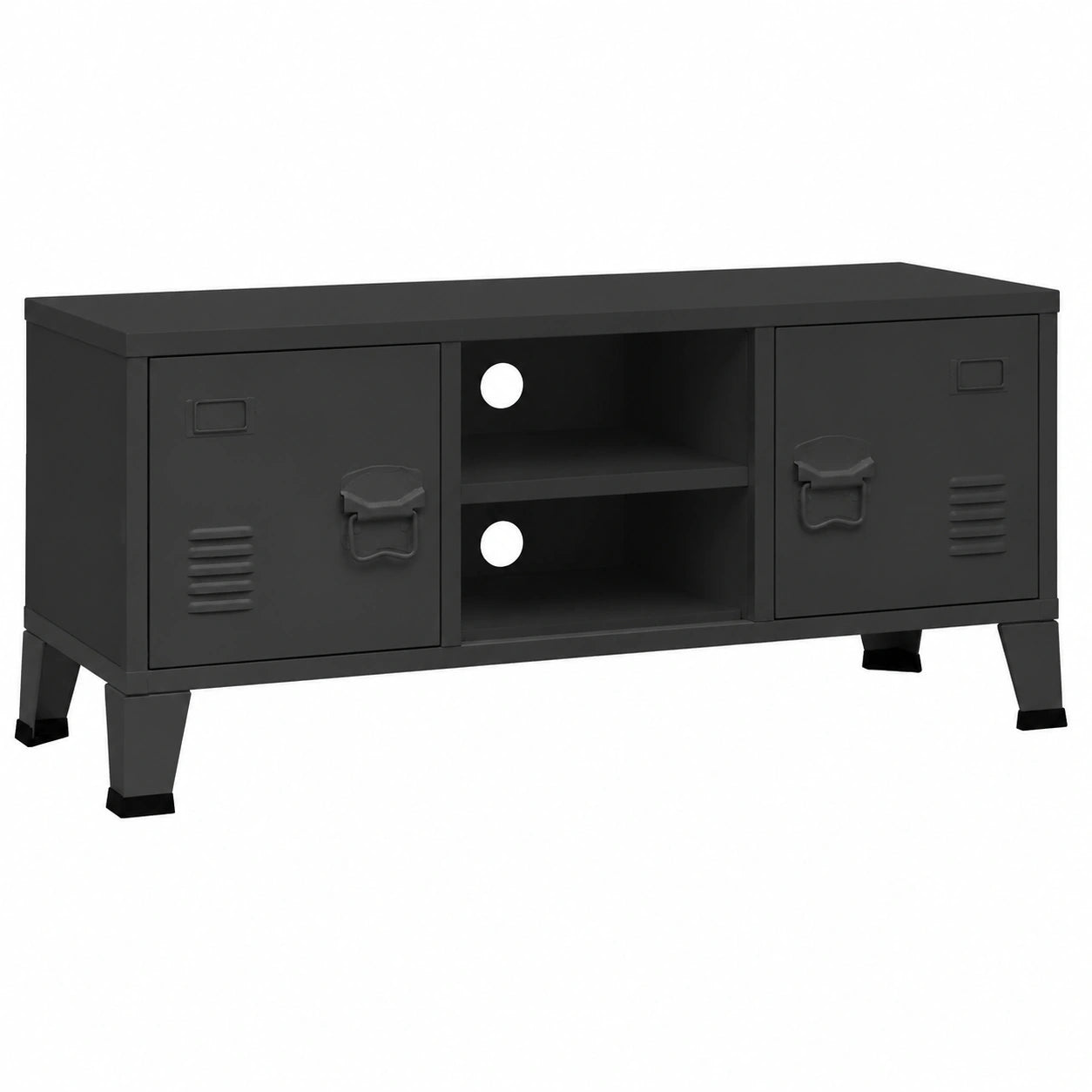 Industrieller TV-Schrank aus Metall, 105x35x42 cm, Schwarz