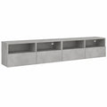 Moderne TV-Wandschränke Set, Betongrau, mit Großem Stauraum zur Wandmontage