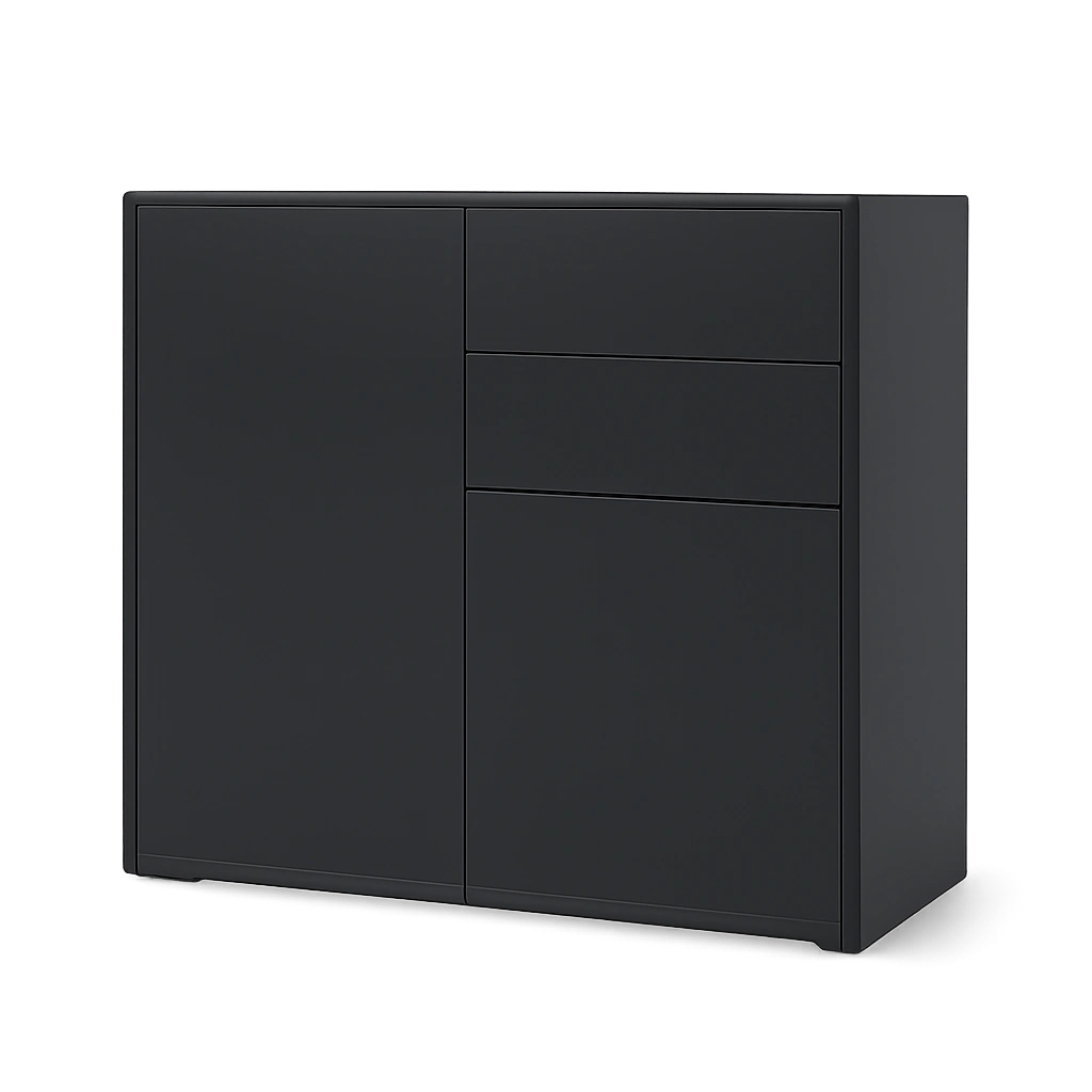 Vladon Sideboard Ben, Moderne Kommode mit Stauraum, Schwarz Matt, Hergestellt in Deutschland