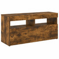 Moderne TV-Bank mit LED-Beleuchtung, Rauch-Eiche, 90x35x40cm