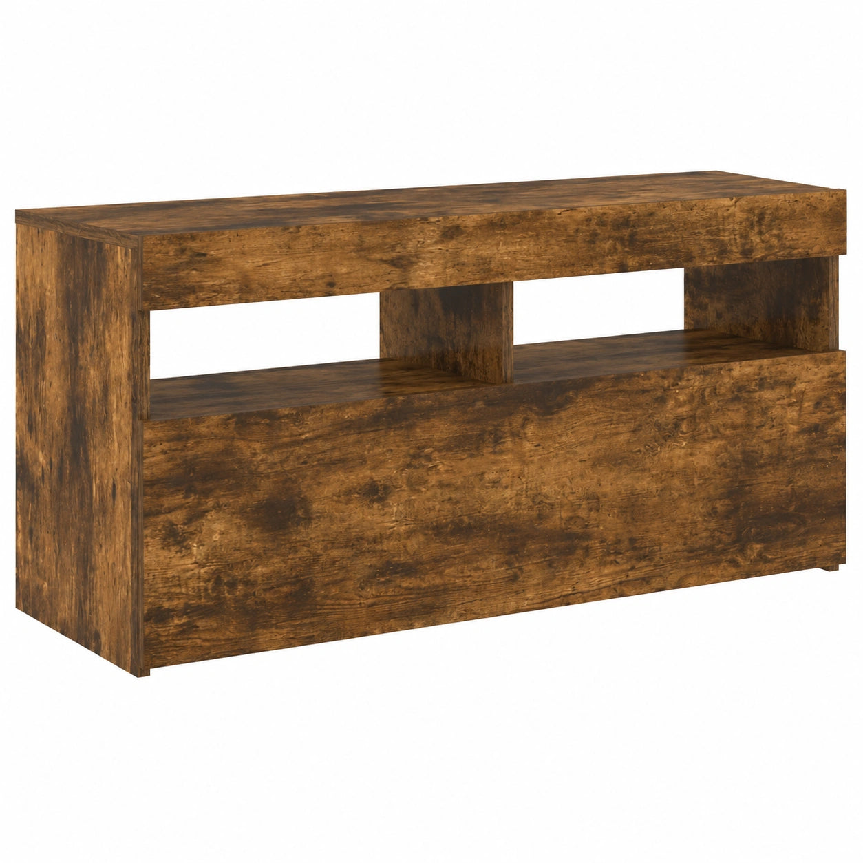 Moderne TV-Bank mit LED-Beleuchtung, Rauch-Eiche, 90x35x40cm