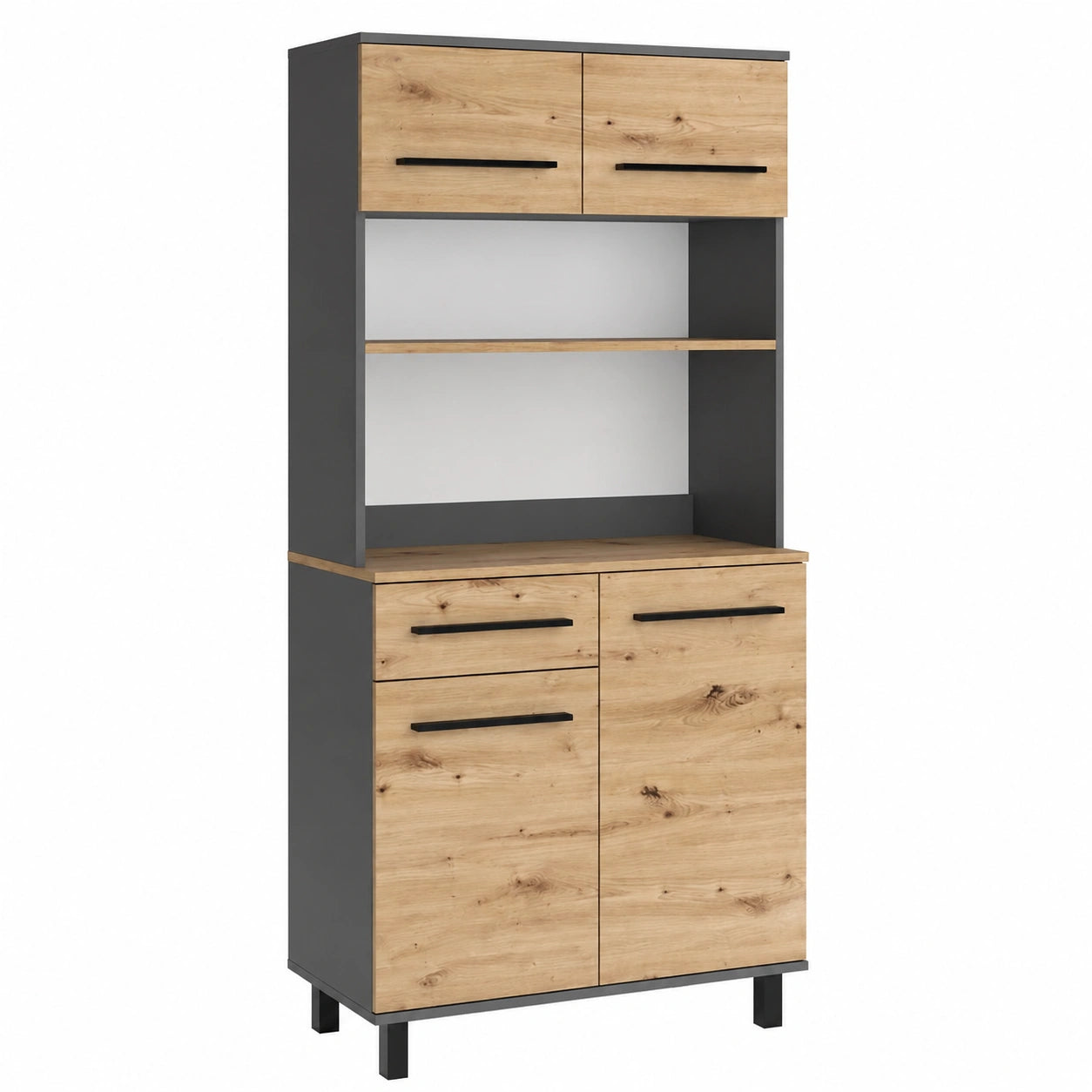 Vicco Küchenbuffet Pure, Eiche/Anthrazit, 80,2 x 177 cm, höhenverstellbare Einlegeböden, flexible Aufbewahrung