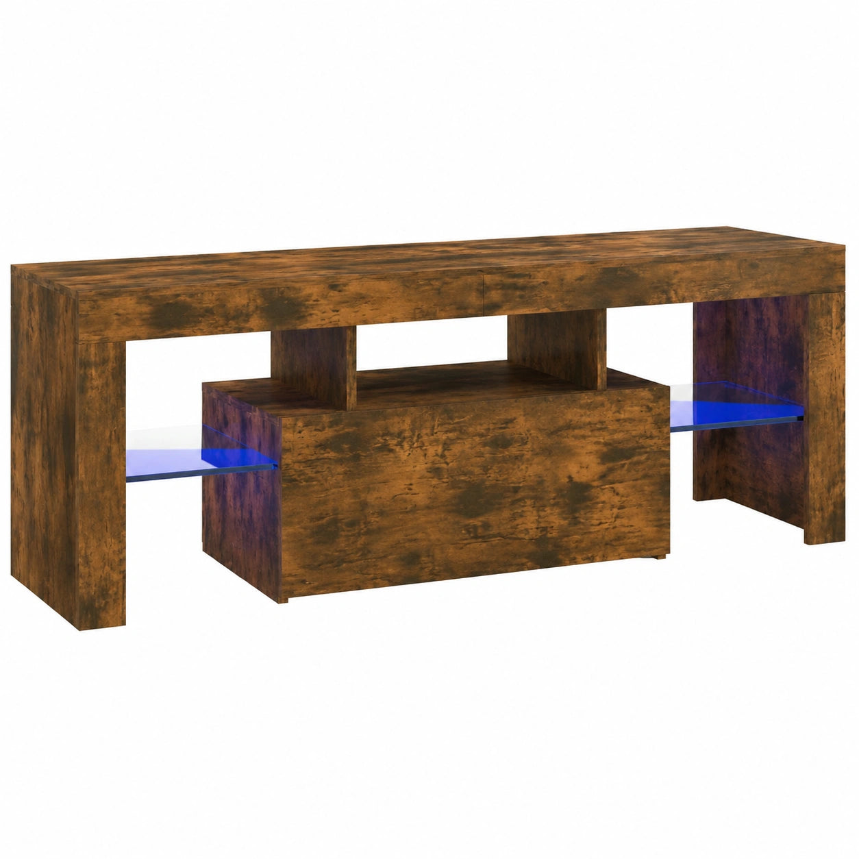 Moderner TV-Schrank mit LED-Beleuchtung in Räuchereiche, 120x35x40 cm