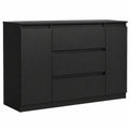 Breite Kommode 120 cm, modernes Sideboard mit 3 Schubladen, Schrank für Wohnzimmer, Flur und Schlafzimmer, Schwarz