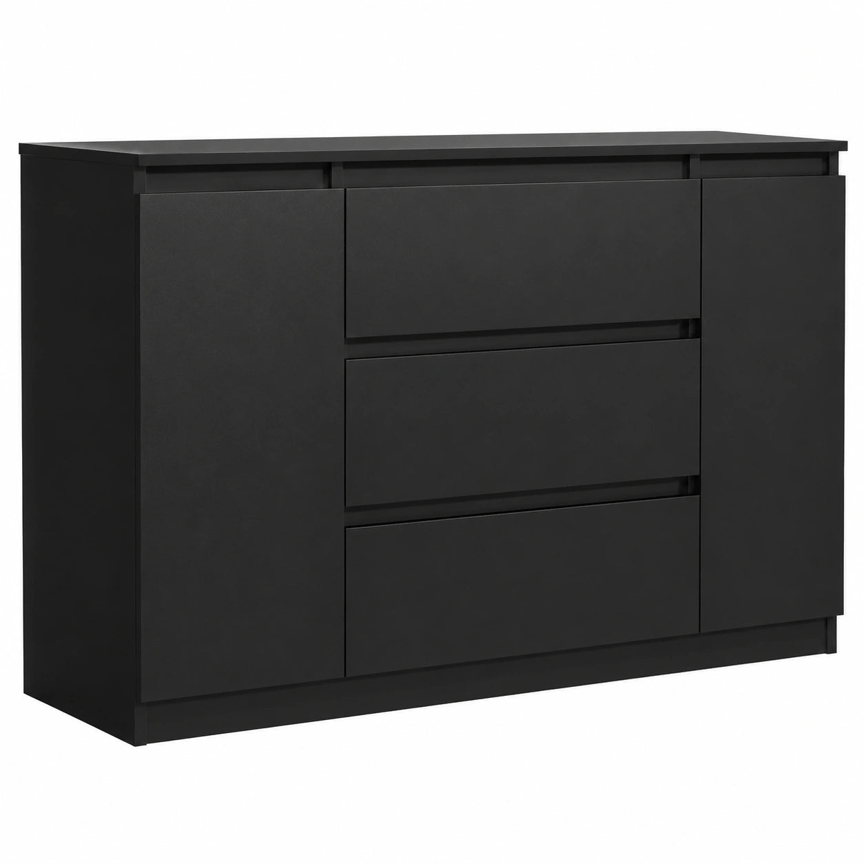 Breite Kommode 120 cm, modernes Sideboard mit 3 Schubladen, Schrank für Wohnzimmer, Flur und Schlafzimmer, Schwarz