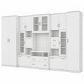 Moderne Wohnwand Lena – Stilvolle Wohnzimmermöbel mit Vitrine und TV-Schrank, 405x210x53 cm, Weiß