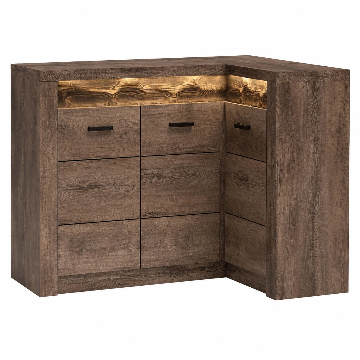 Moderner brauner Eckschrank mit Stauraum für Wohnzimmer