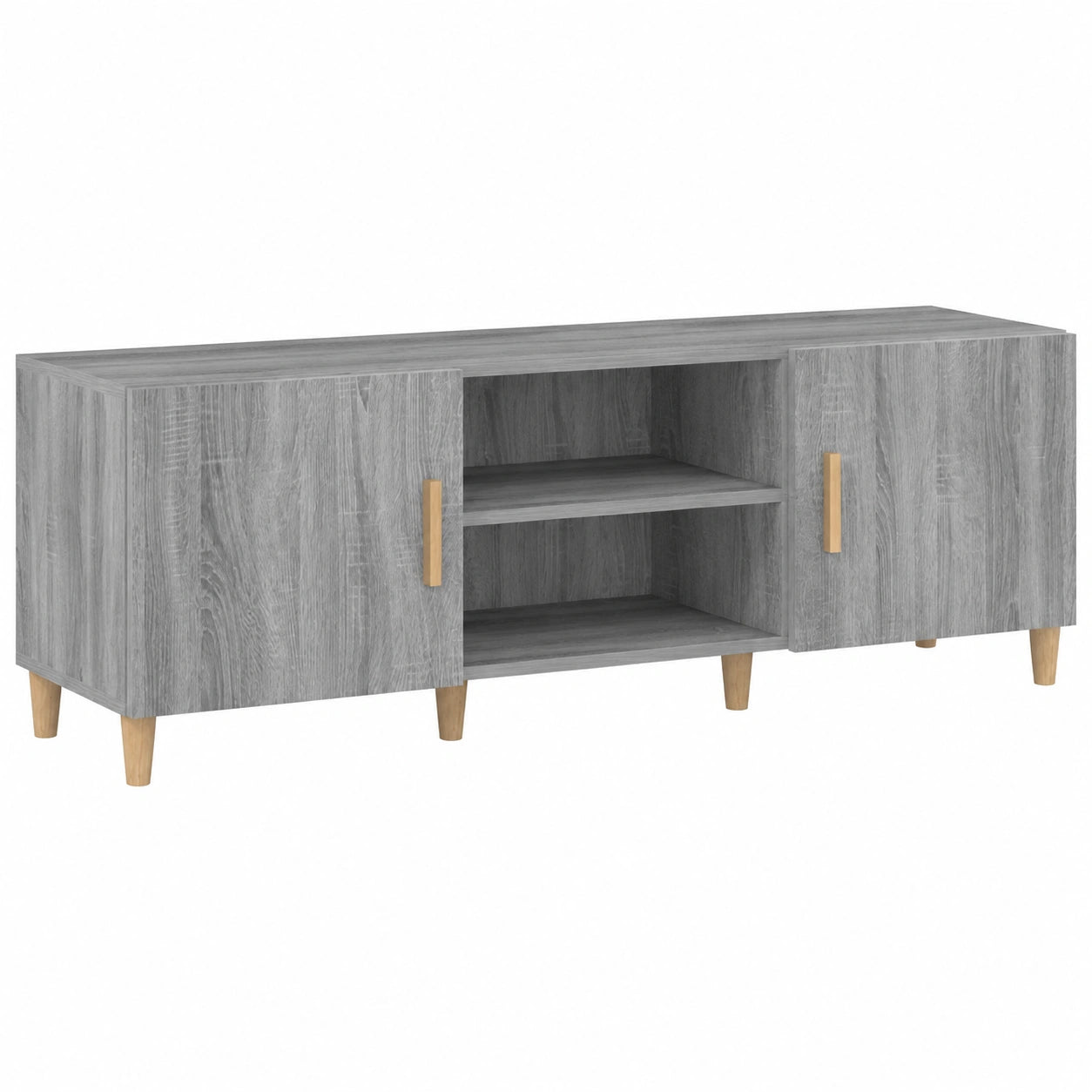 Moderner TV-Schrank aus Holz, 150 x 30 x 50 cm, Sonoma-Grau, mit viel Stauraum für Wohnzimmer