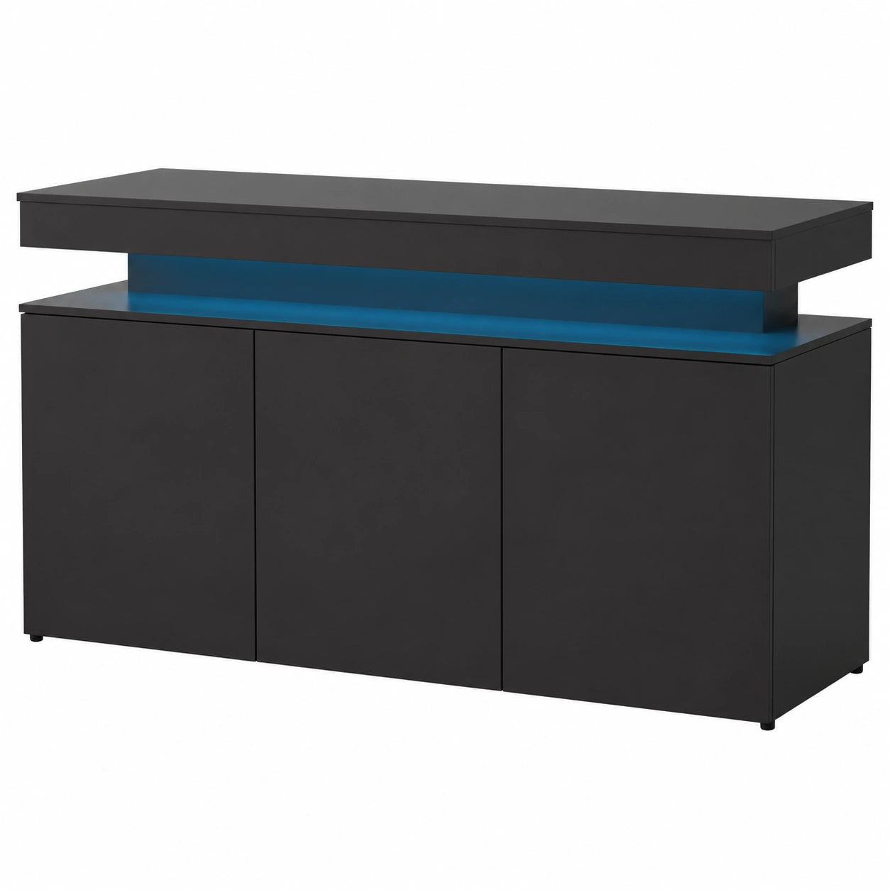 Elegante Sideboard Serkuzo mit Soft-Close und LED in Schwarz Hochglanz