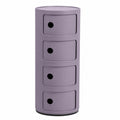 Kartell Componibili Schrank, 4 Module, Violett, Runde Basis