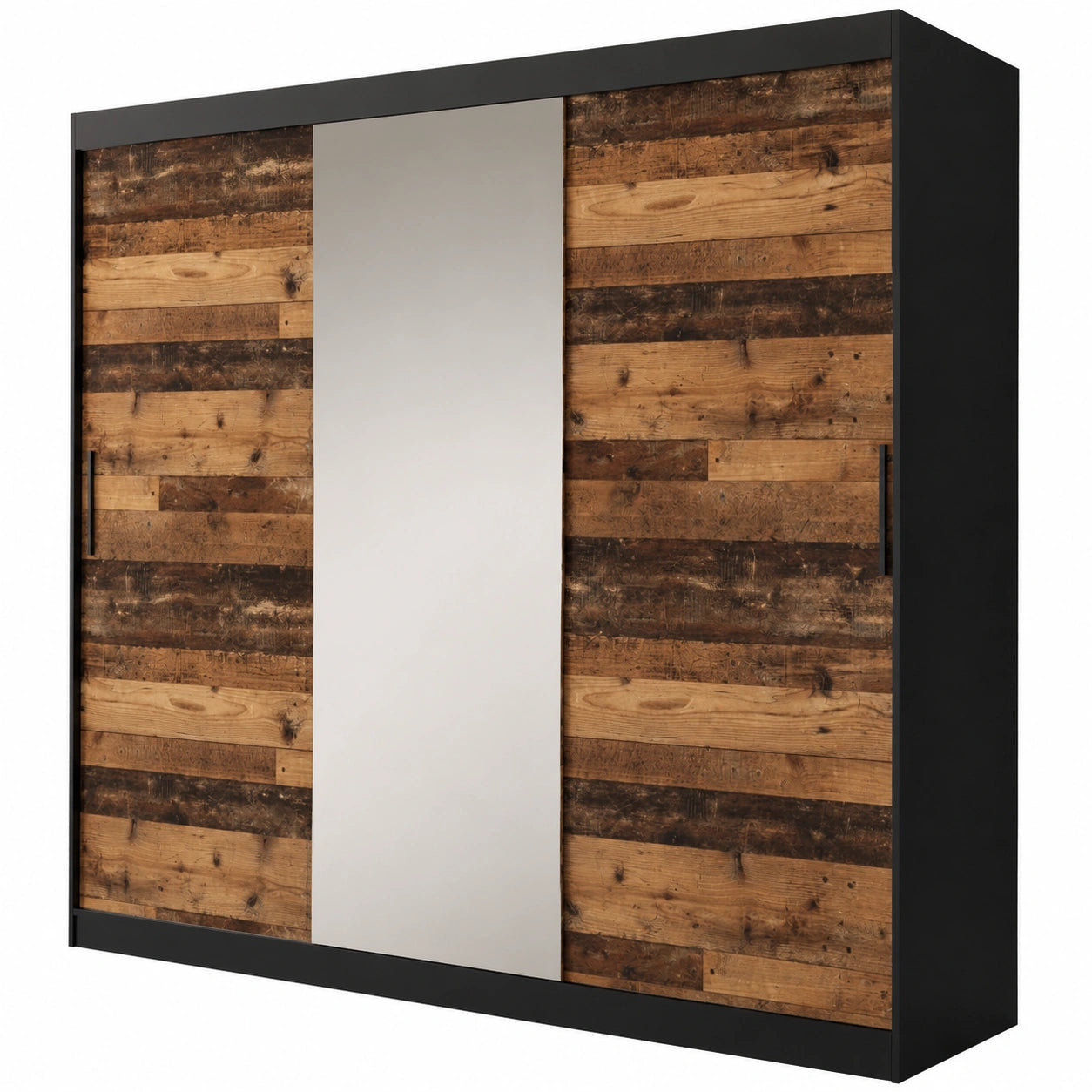 Moderner KRYSPOL Schwebetürenschrank mit Spiegel und 4 Schubladen, 250 cm, für Schlafzimmer und Wohnzimmer