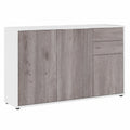 Vladon Modernes Sideboard Ben V3 mit Türen und Schubladen in Weiß Matt und Eiche Nordic