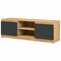 Moderner Fernsehtisch Dingo I TV-Lowboard mit Klapptüren und offenen Fächern I 120 cm I Eleganter Mix aus Wotan Eiche und Graphit