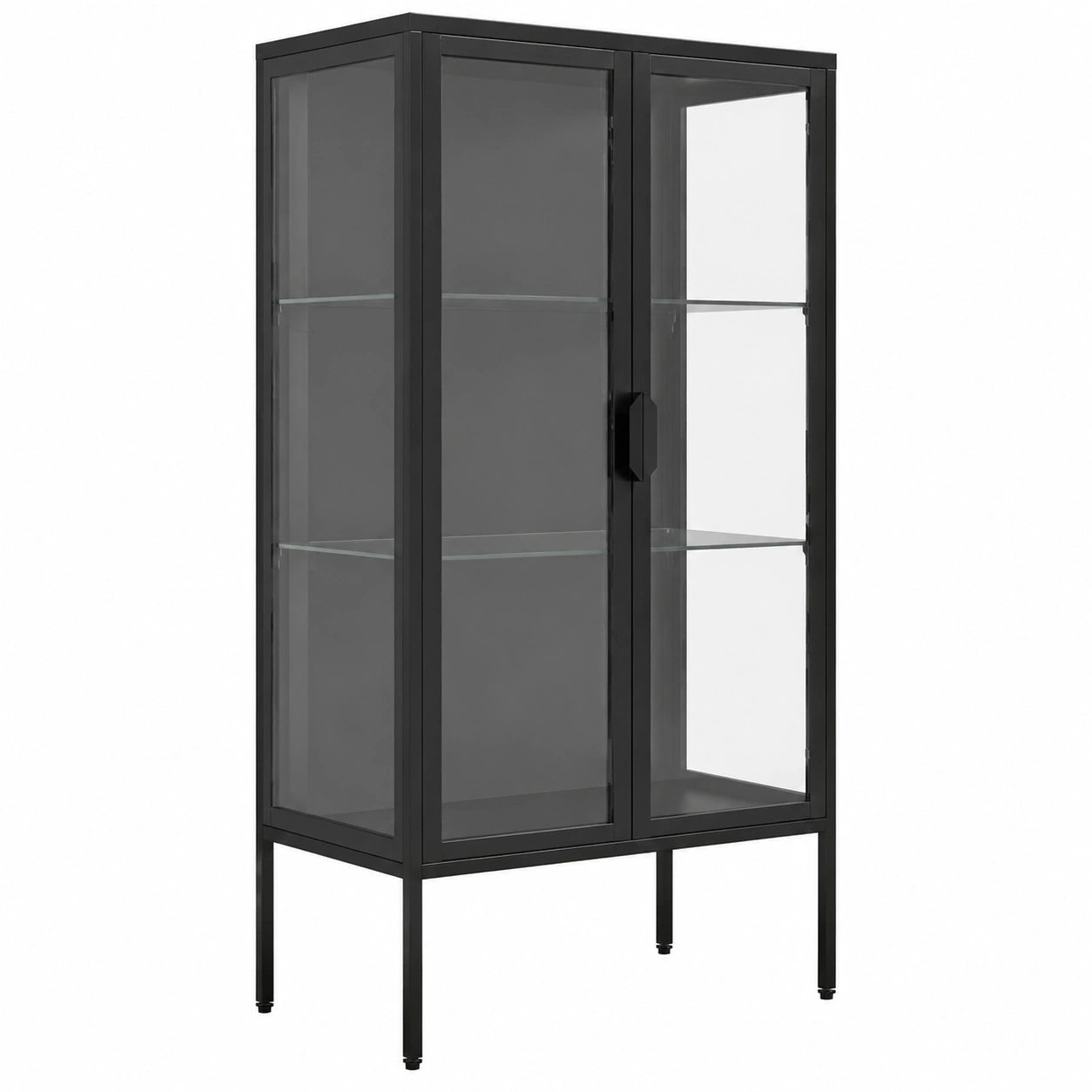 Moderne Glastvitrine mit ESG-Sicherheitsglas, H. 110 x B. 60 x T. 35 cm, platzsparendes Design