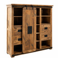 Hochschrank Railway aus Mangoholz, 142x45x147 cm, natur lackiert