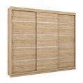 Moderner Schwebetürenschrank Verona 250 cm mit Kleiderstange und Einlegeböden, Sonoma
