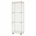 Moderne Glasvitrine mit LED-Beleuchtung, Schrank für Sammlerstücke mit drei Glasböden und einer Tür, ideal für Wohnzimmer oder Bar, weiß
