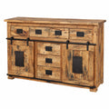 Massivholz Sideboard aus Mangoholz, 2 Türen & 7 Schubladen, Used-Look, 150x45x90 cm