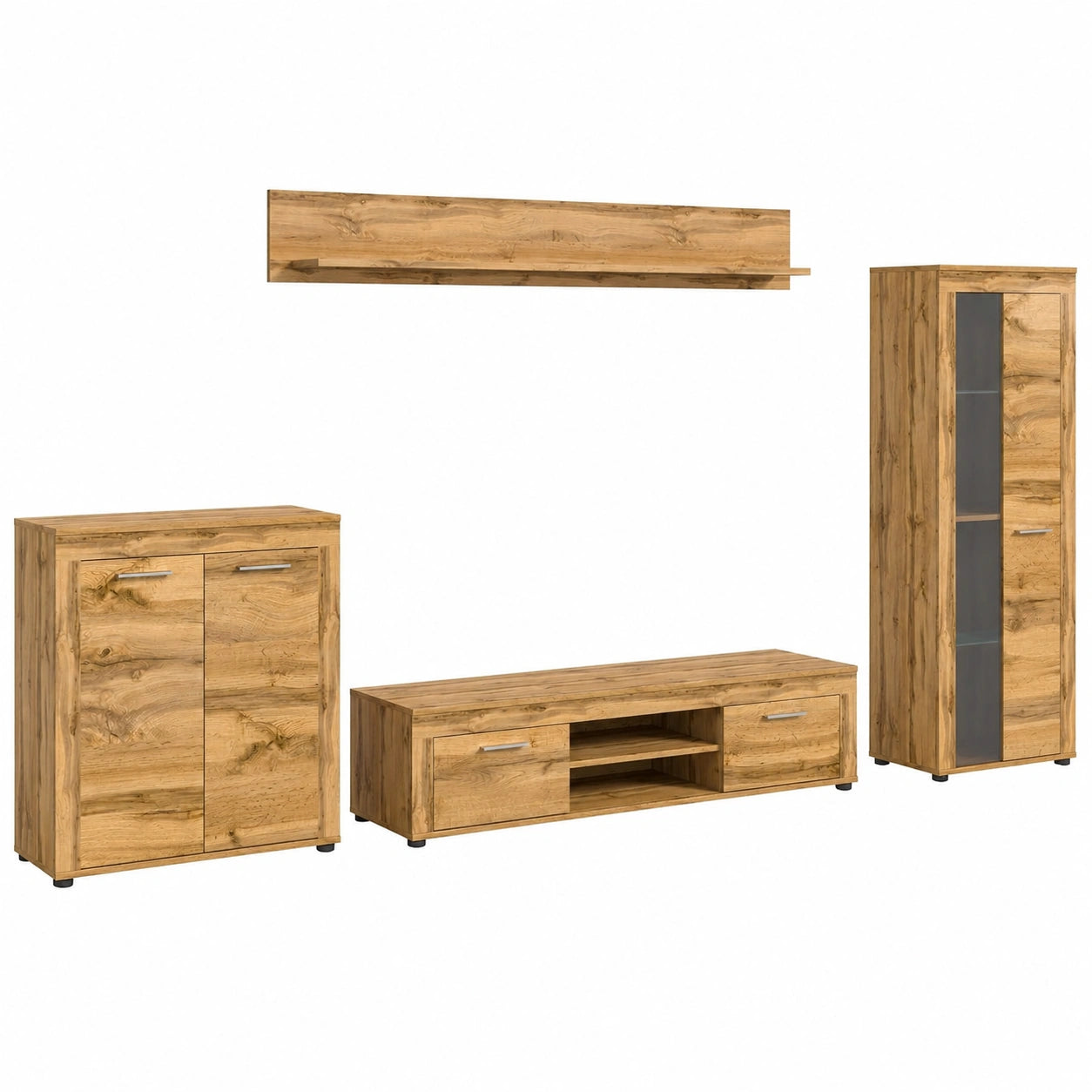 Moderne Wohnkombination 4-teilig aus Eiche für stilvolles Wohnzimmer