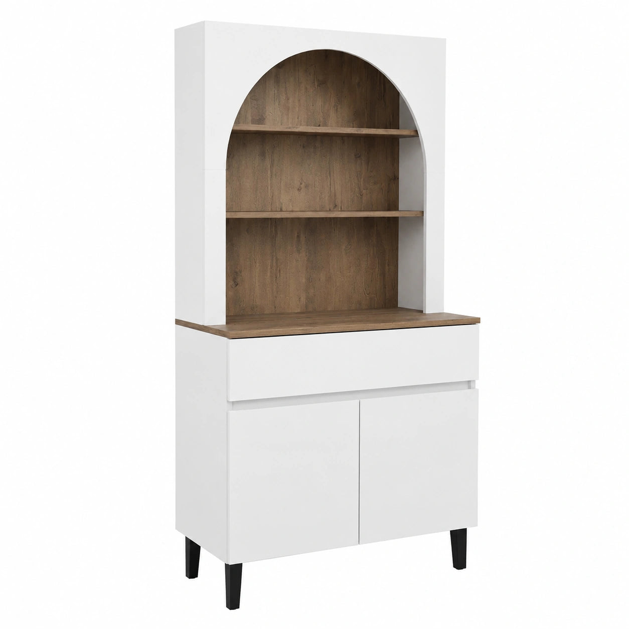 ROOMART Vielseitiger Aufbewahrungsschrank VENEDIK mit Schubladen und Regalen - Ideal für Küche und Wohnzimmer - 90x179x42 cm - Verfügbar in Weiß-Eiche