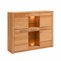 Modernes Highboard aus Kernbuche mit LED-Beleuchtung, FSC-zertifiziert, 127 x 137 x 40 cm