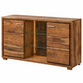 Massives Akazien-Sideboard mit LED, 2 Türen, 3 Fächer, 145x40x78 cm