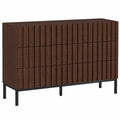 Schmale Kommode mit 6 Schubladen, 73,4 x 34,5 x 100 cm, Vielseitiger Stauraum für Wohnzimmer, Schlafzimmer und Flur in Braun