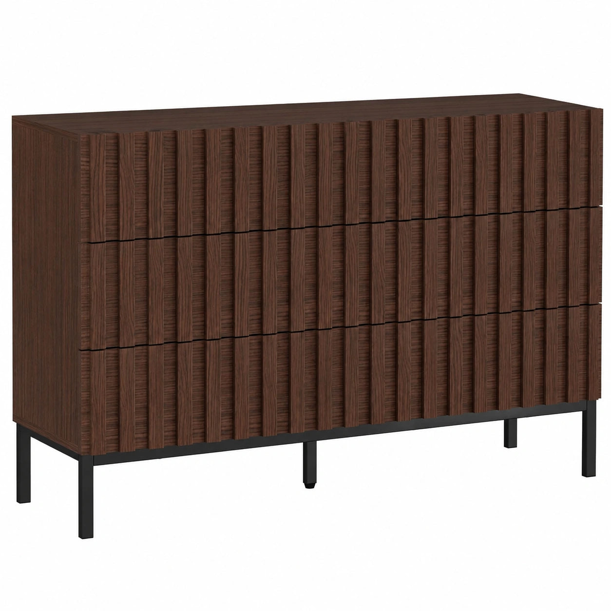 Schmale Kommode mit 6 Schubladen, 73,4 x 34,5 x 100 cm, Vielseitiger Stauraum für Wohnzimmer, Schlafzimmer und Flur in Braun