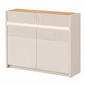 Modernes Sideboard aus Holzwerkstoff mit Beleuchtung, Mauvella Eiche und Sand, 2 Türen, 105,3 x 85,9 x 41,5 cm
