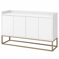 Merax Moderner 4-Türiger Sideboard-Schrank für Esszimmer und Küche, Grifflose Aufbewahrung in Weiß (120 x 30 x 80 cm)