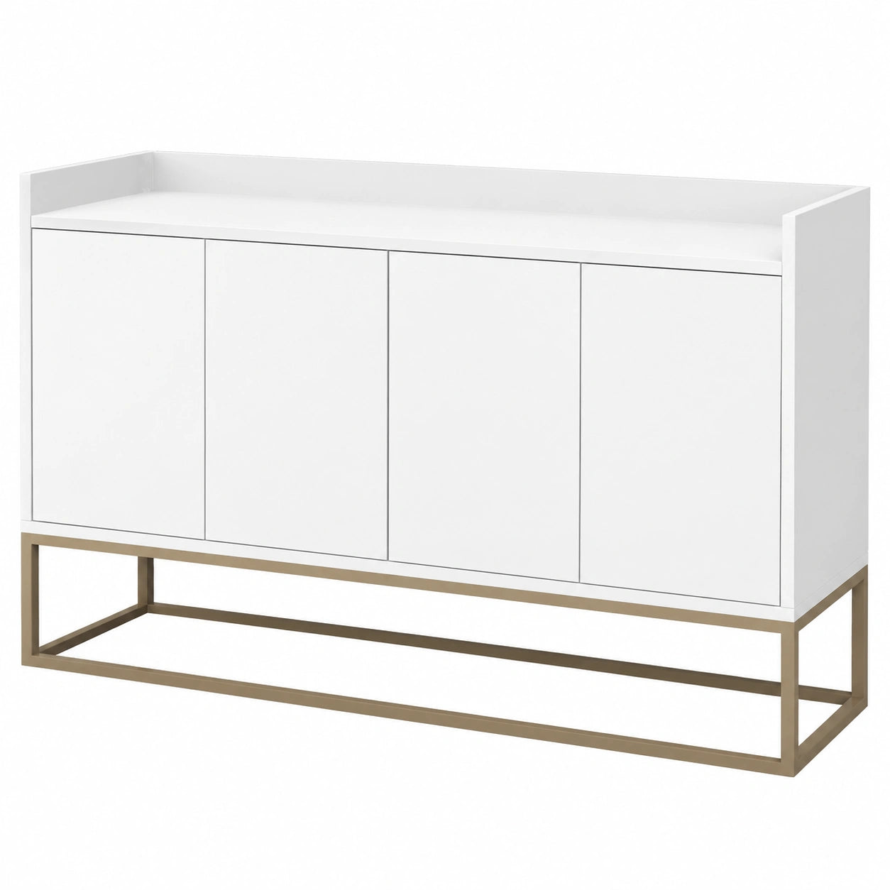 Merax Moderner 4-Türiger Sideboard-Schrank für Esszimmer und Küche, Grifflose Aufbewahrung in Weiß (120 x 30 x 80 cm)