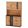 Merax Multifunktionaler Küchenschrank mit LED und USB, 3 Schubladen und Verstellbaren Regalen