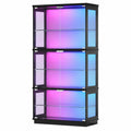 LED-Glasvitrine mit RGB-Beleuchtung, Schwarz, 160 x 80 cm, für Sammlerstücke