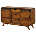 Mailand Sideboard aus massivem Sheeshamholz, dunkelbraun, 134x40x75 cm, 4 Fächer, 3 Schubladen