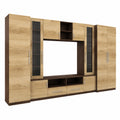 Moderne Wohnwand Neptun mit Vitrinen und TV-Lowboard, 370 x 200 x 52 cm