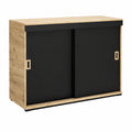Moderner Schiebetür-Sideboard aus Eiche und Schwarz - 140x45x94cm