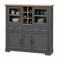 Stella Trading Highboard im Landhausstil, Artisan Eiche & Graphit, inkl. LED & Schubladen